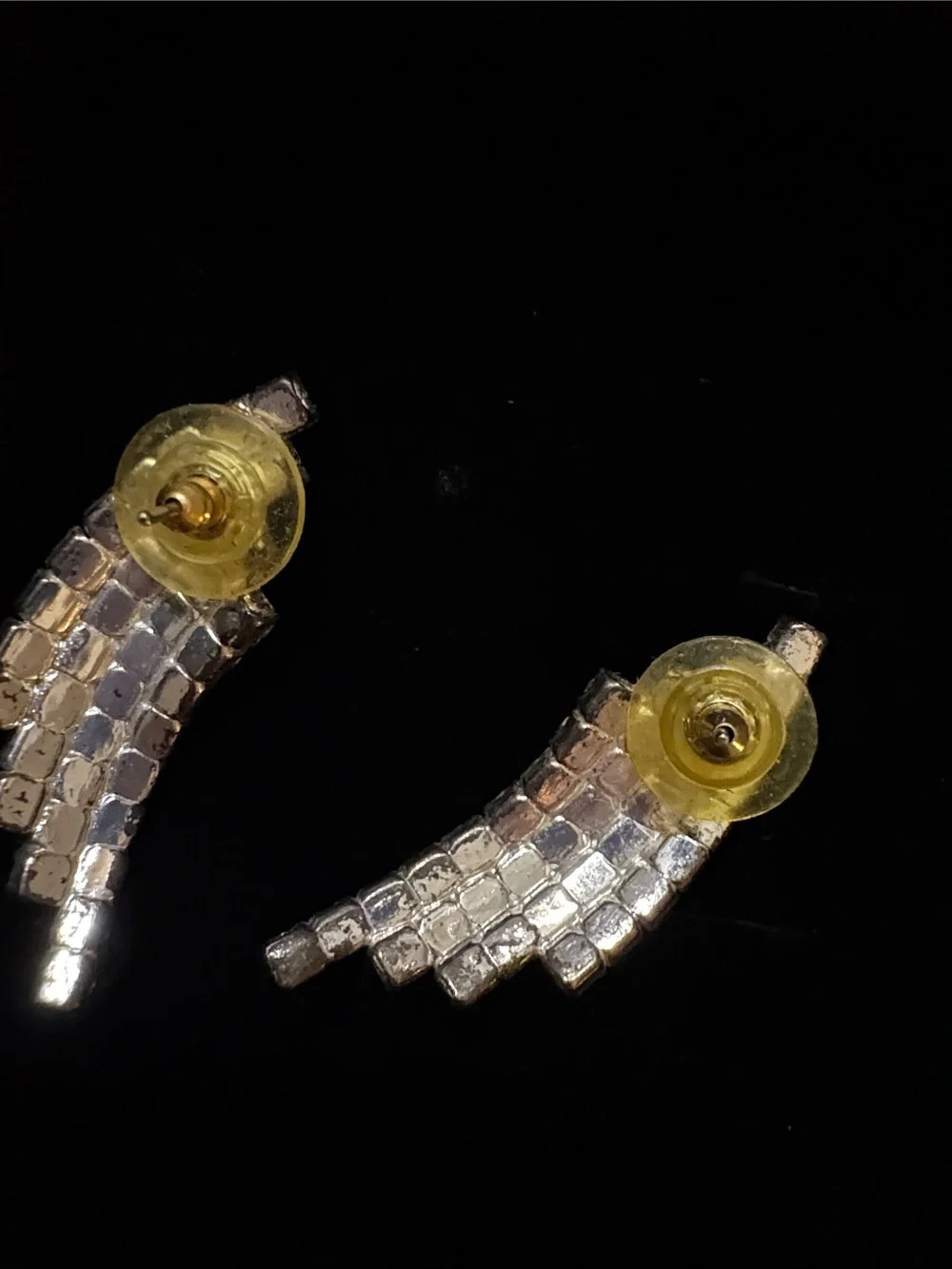Vintage Silver Cascade Earrings - Rhinestones